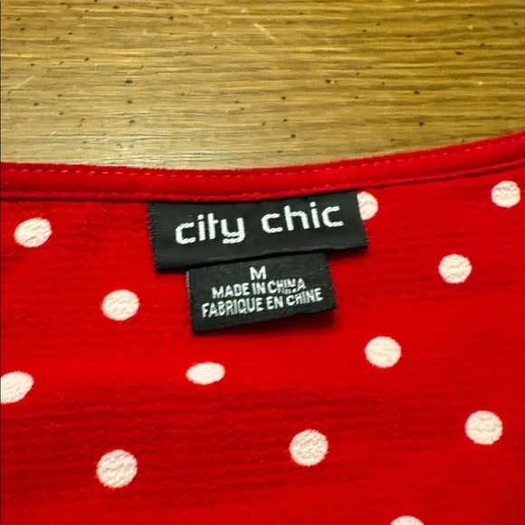 City Chic Red Polka Dot V-Neck Wrap Blouse Plus size 18 2x - Picture 2 of 8